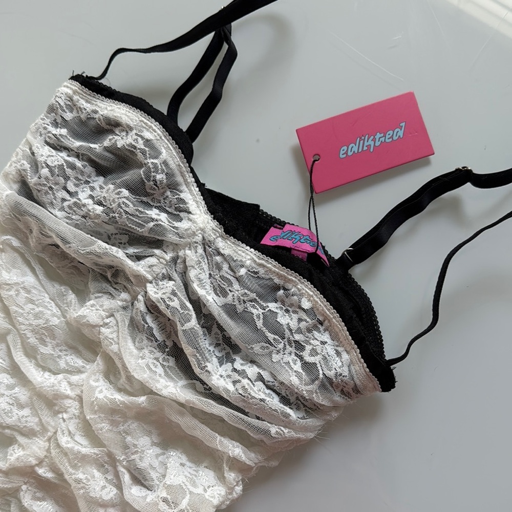 Edikted Black and White Lace Bustier